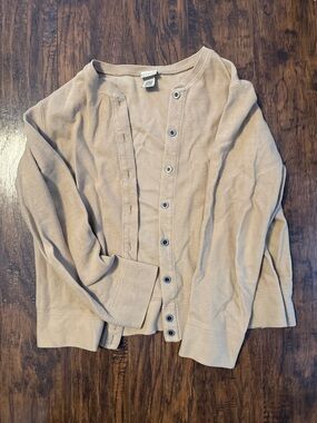 L.L. Bean Light Tan Snap-Front Top
